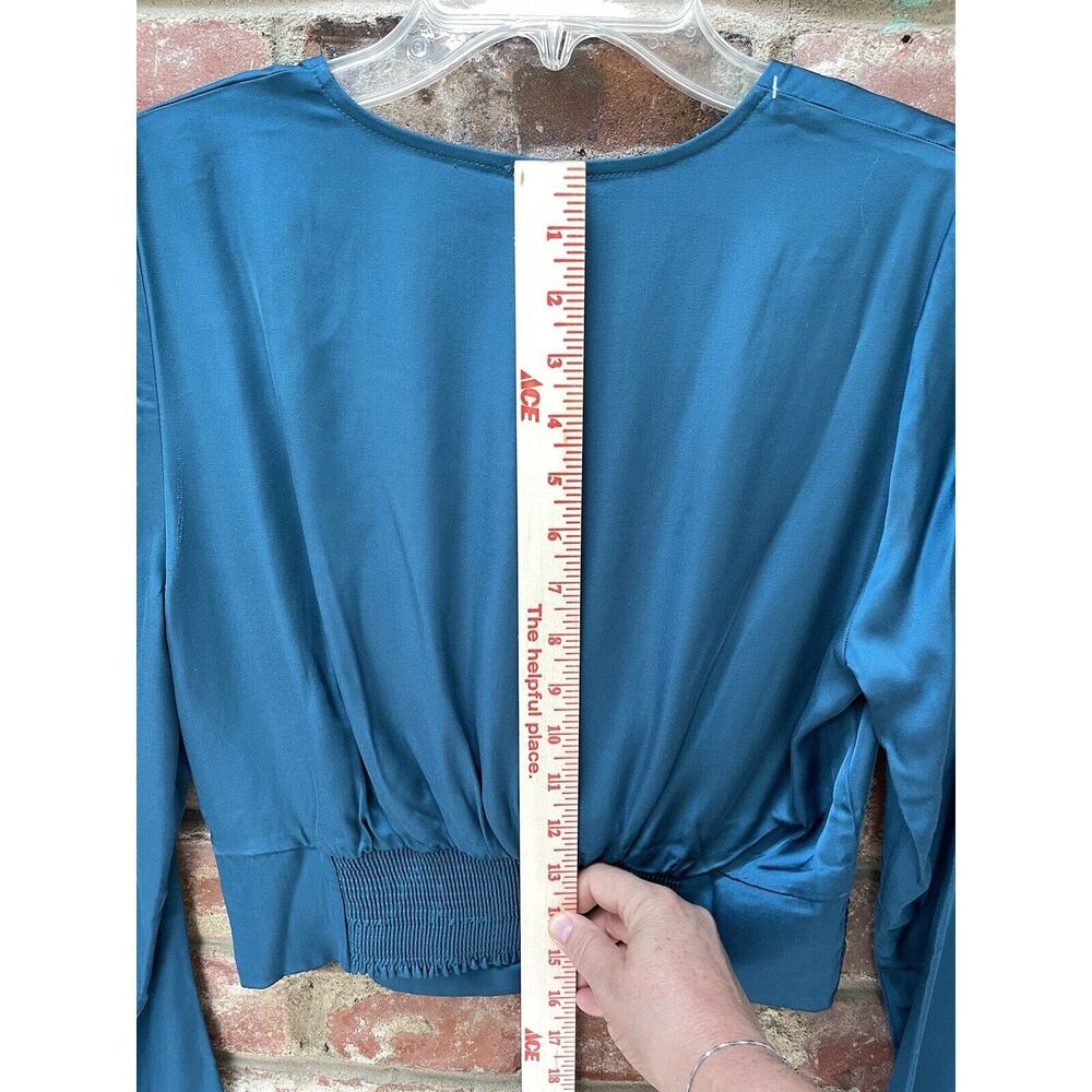 NWT Size XS Free People Miraya Twist Satin Crop Top Corsair Teal Blue REVOLVE - Picture 8 of 10
